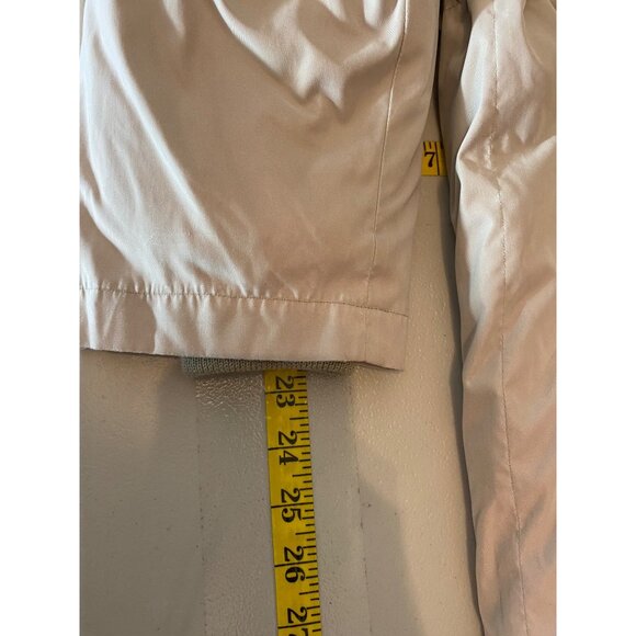 Eddie Bauer Beige Long Coat Goose Down Plaid Lining Button Zipper Closure Medium - Picture 15 of 15